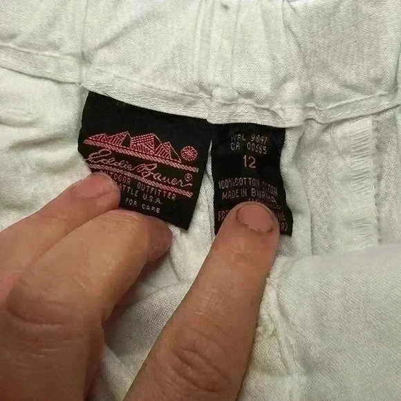 VTG Eddie Bauer woman's white long Bermuda shorts sz 12 - Picture 2 of 5